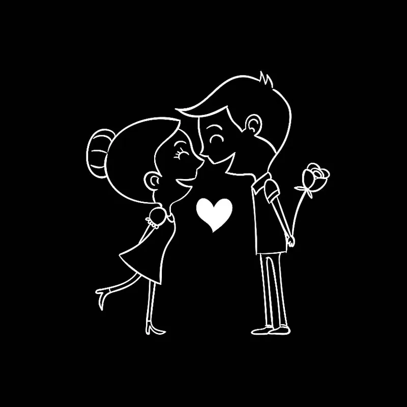 Cartoon Love Couple Kiss Decals High Quality Car Decoration Personality Pvc Car Window Waterproof Sticker Black/white, 15cm*14cm