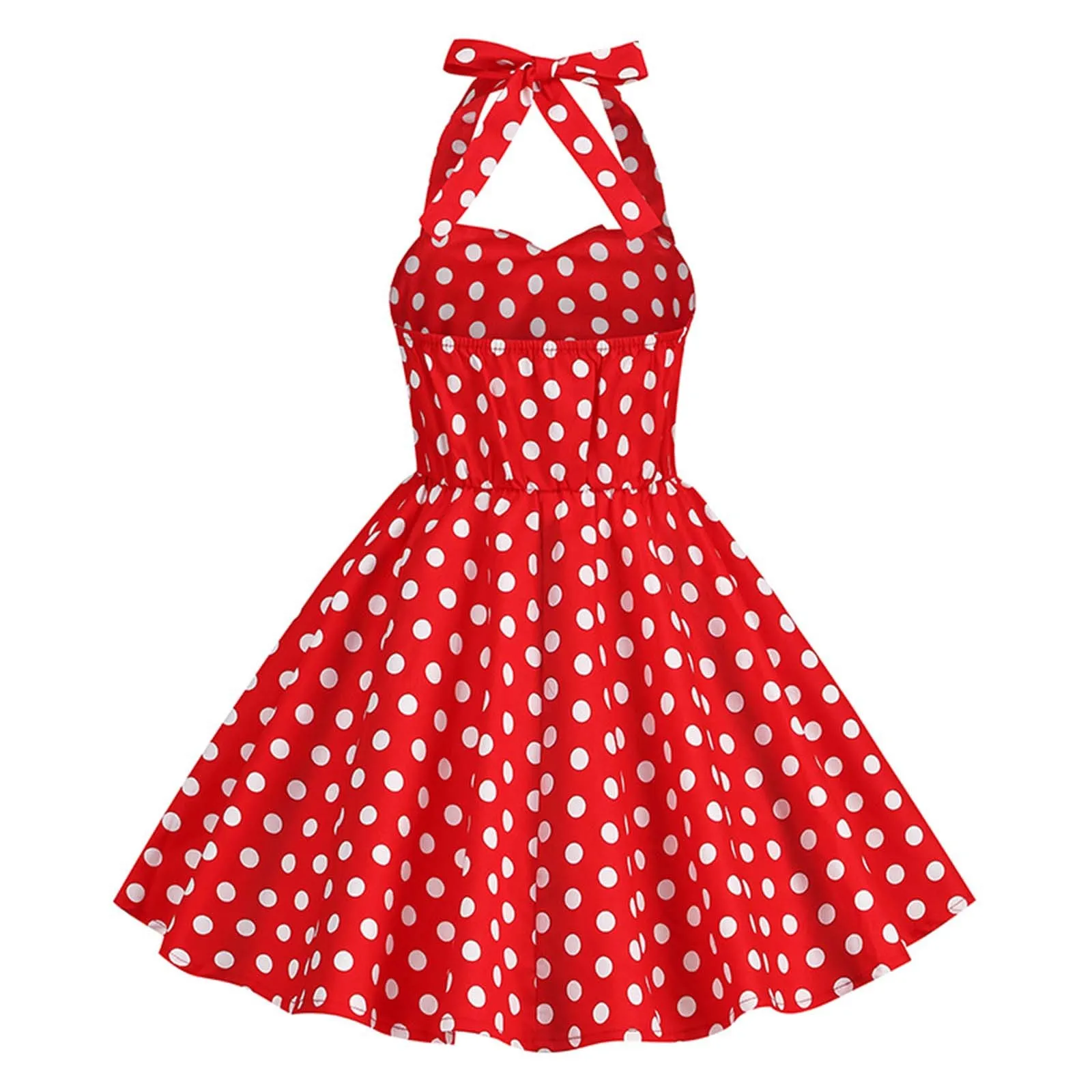 3-8Y Kids Girls\' Polka Dot Halterneck Vintage Summer Dress Sleeveless Elegant Ballet Girls Party Dress Children\'s Girls Dresses