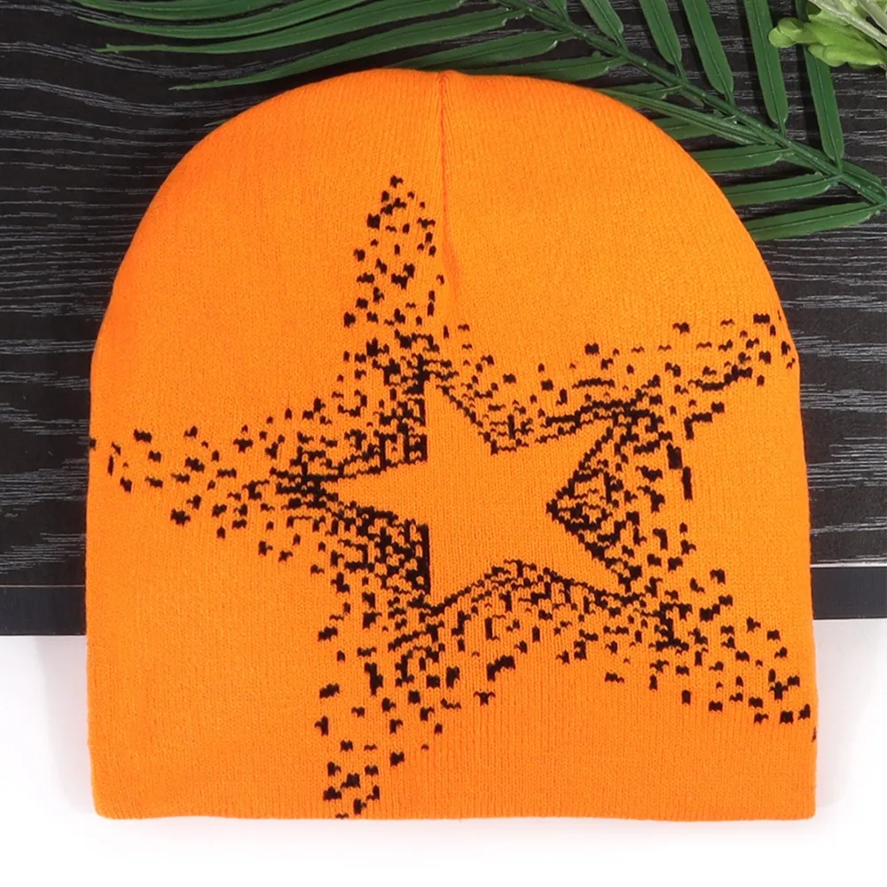 2025 New Five-pointed Star Jacquard Knitted Cap Casual and Versatile Street and Outdoor Trend Warm Couple Cold Cap Fashion