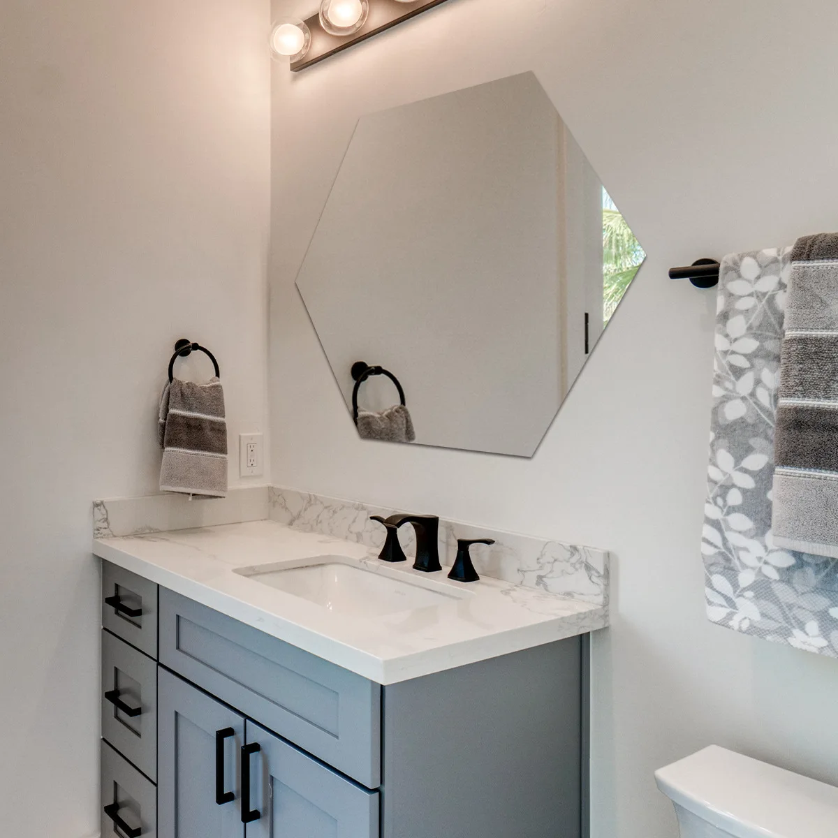 Hexagon Mirror Wall Decals- Self-Adhesive Geometric Decor for Bedroom & Bathroom