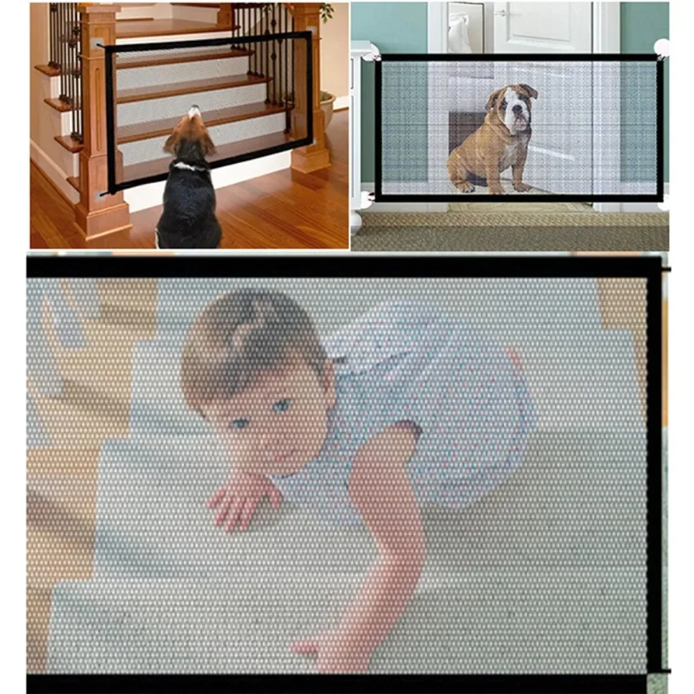 Multi-functional Pet Safety Gate: Easy Installation Foldable Mesh Fence, Indoor & Outdoor Ventilated Barrier for Home Pet Manage