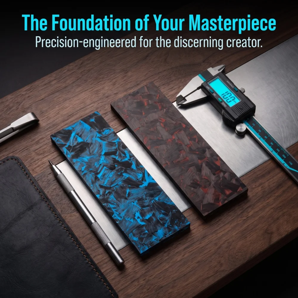 1PC, Marble-patterned Crushed Carbon Fiber Handle DIY Patch Material Blue & Red - 160X50X6MM & 120X40X6MM view 5