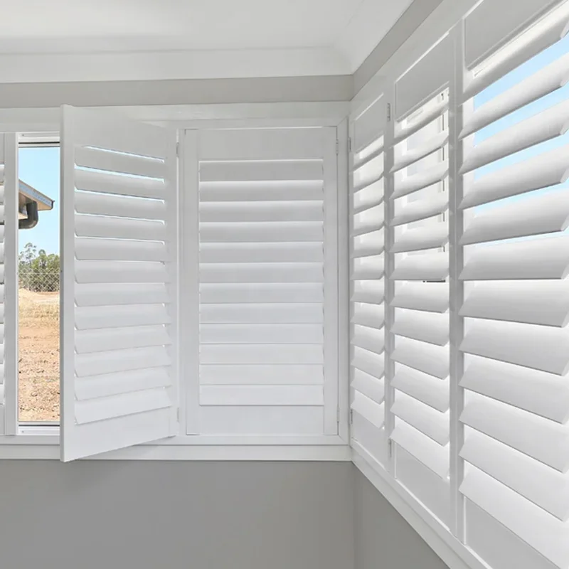 Persianas de plantação de preço de fábrica Jaslousie Louver Windows Shutter Estilo simples Persianas de madeira e PVC para janela