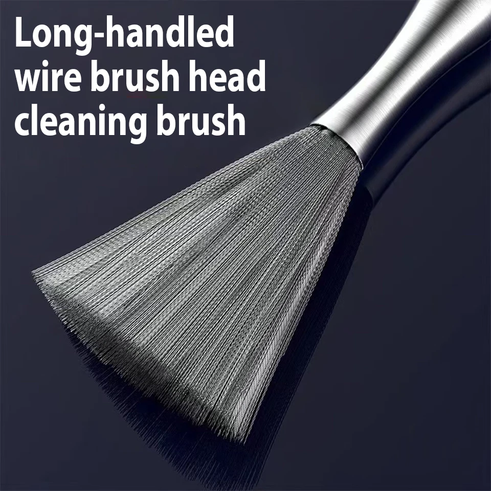 Stainless Steel Long-handled Cleaning Pot Brush Kitchen Special Steel Wire Kitchenware Cleaning Brush Gourd-shaped Handle Brush