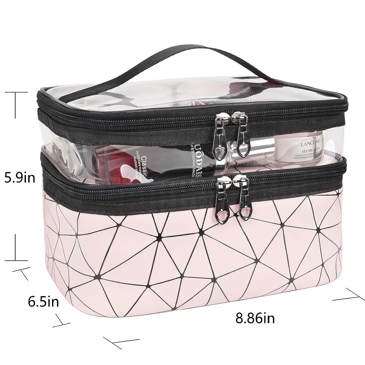 Makeup Bag Double layer Travel Cosmetic Case Make up Organizer Toiletry Bag