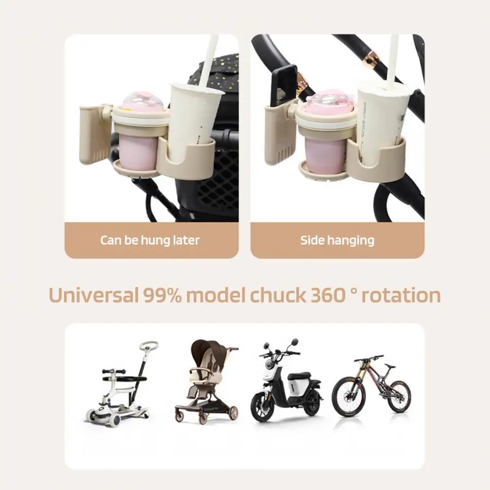 Dual Cup Holder for Stroller Stroller Cup Holder Versatile Retractable Cup Holder with Phone for Stroller for Convenience