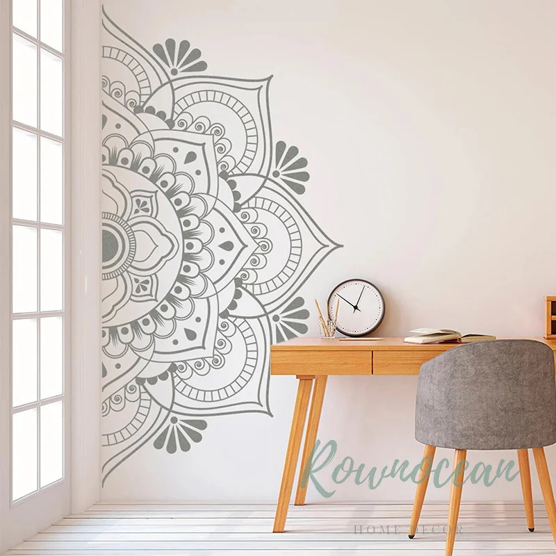 Mandala In Half Wall Sticker Vinyl Art Modern Home Decoration Living Room Bedroom Yoga Studio Decor