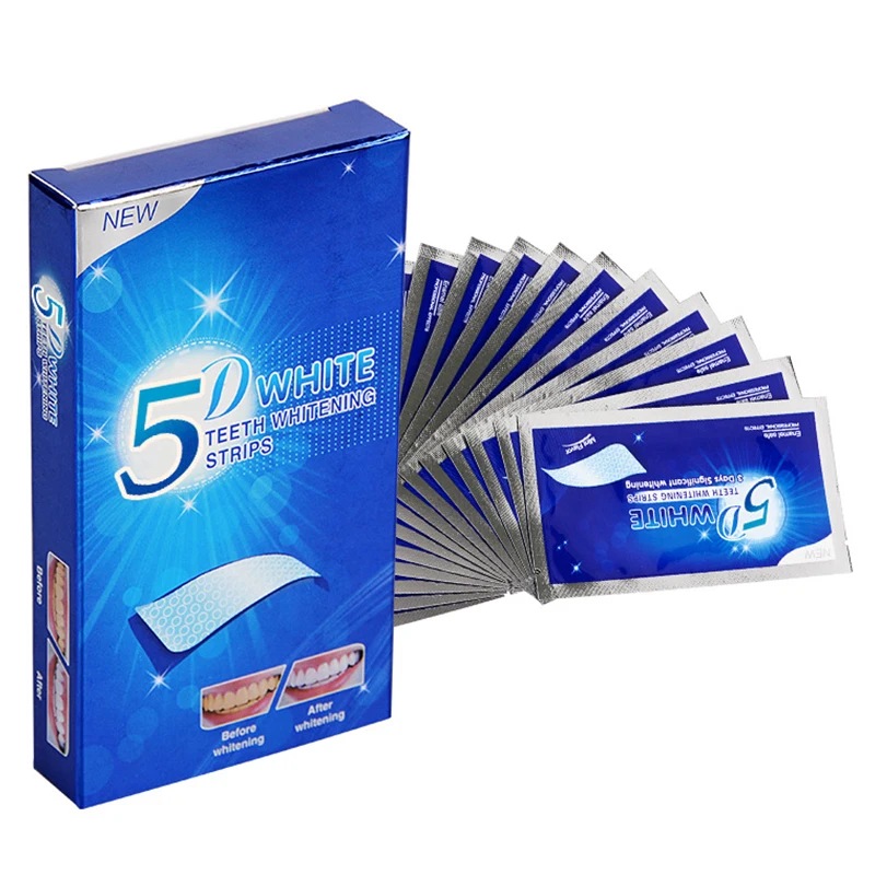 5D Dental Whitening Patches Teeth Whitening Strips 7 Pairs of 28 Sheets