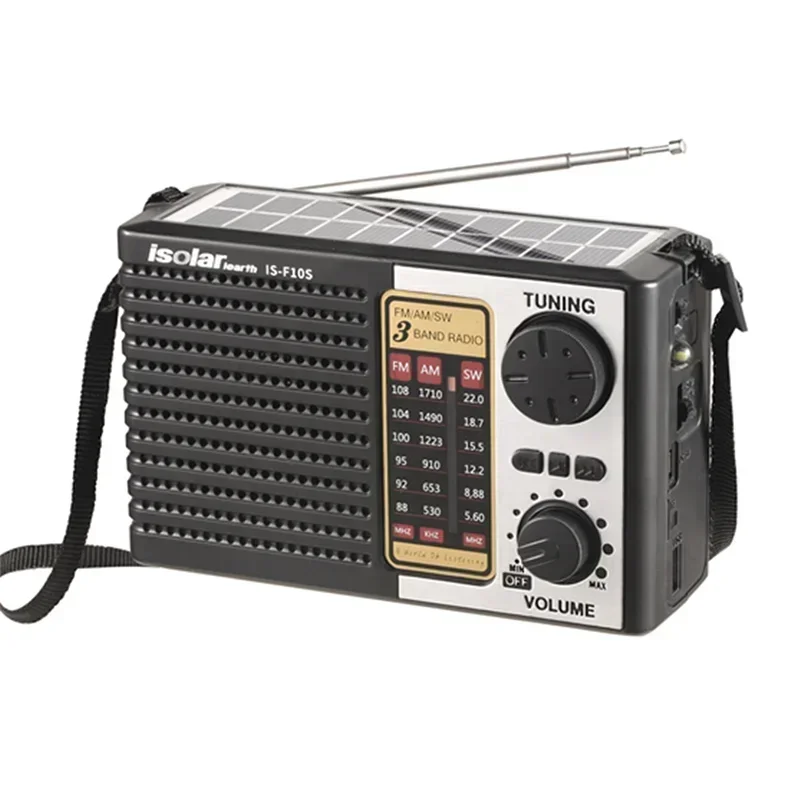 Multifunctional Radio Solar Battery Powered AM FM SW Radio TF Card USB Drive Portable Radio with Bluetooth Speaker IS-F10BTS