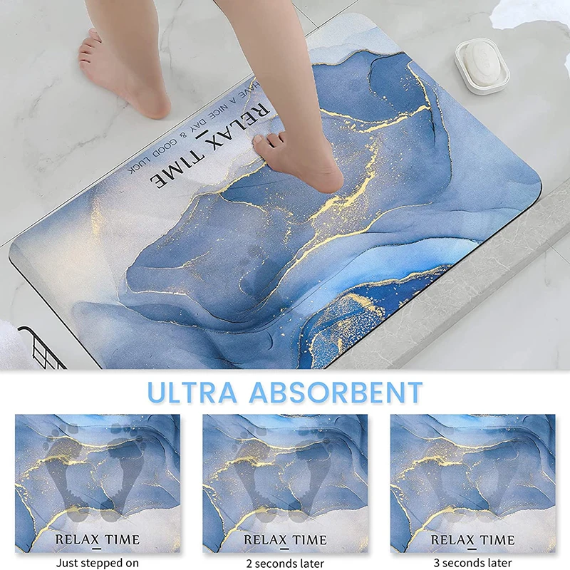 Bathroom Mats Marble Pattern Floor Carpet Anti-Slip Kitchen Living Room Entrance Rugs Luxury Bath Absorbent Mat 40x60cm Doormat