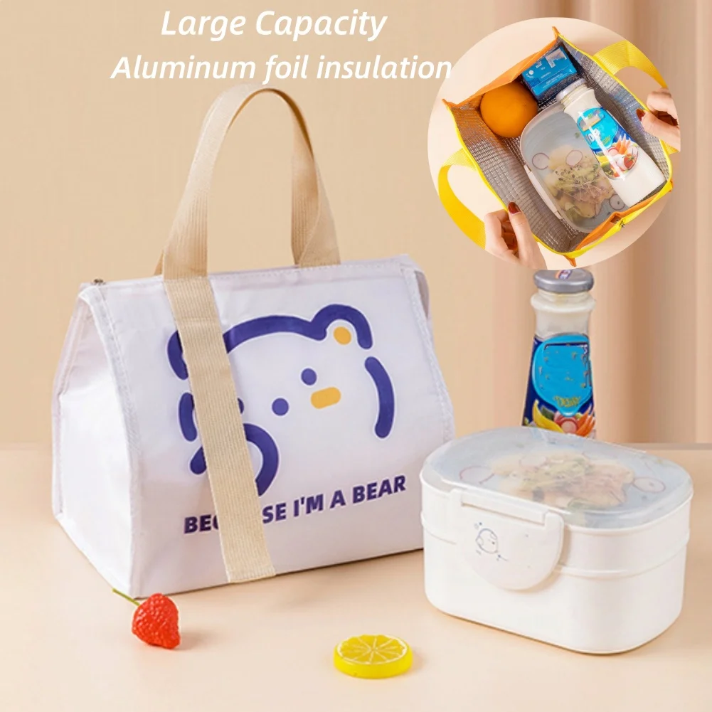 Portable High Quality Aluminum Foil Lunch Bags Thermal Insulation Waterproof Fabric Large Capacity Practical Lunch Picnic Bag