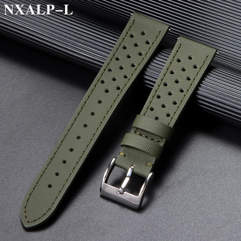 Quality Sailcloth Leather Watch Strap 18mm 20mm 22mm Quick Release Breathable Watchband for Seiko for Omega Bracelet Sport Bands
