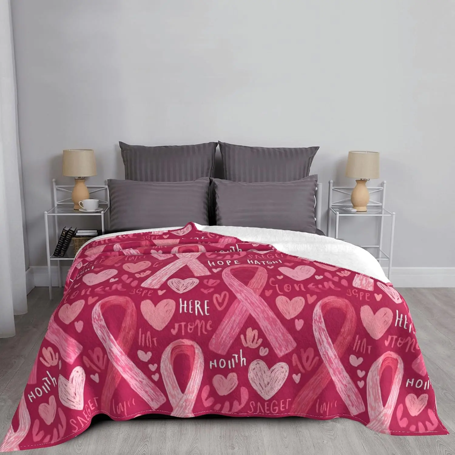 Breast Cancer Ribbons Awareness for Throw Blanket Thin Blanket Women Men Soft Warm