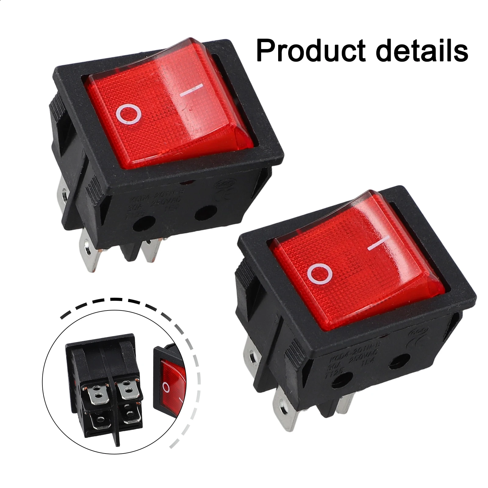 Electric Heater Switch 30A Power Switch Low-Light Visibility Mounted Hole Size 29x22mm 4-Pin Connection Bright LED Indicator