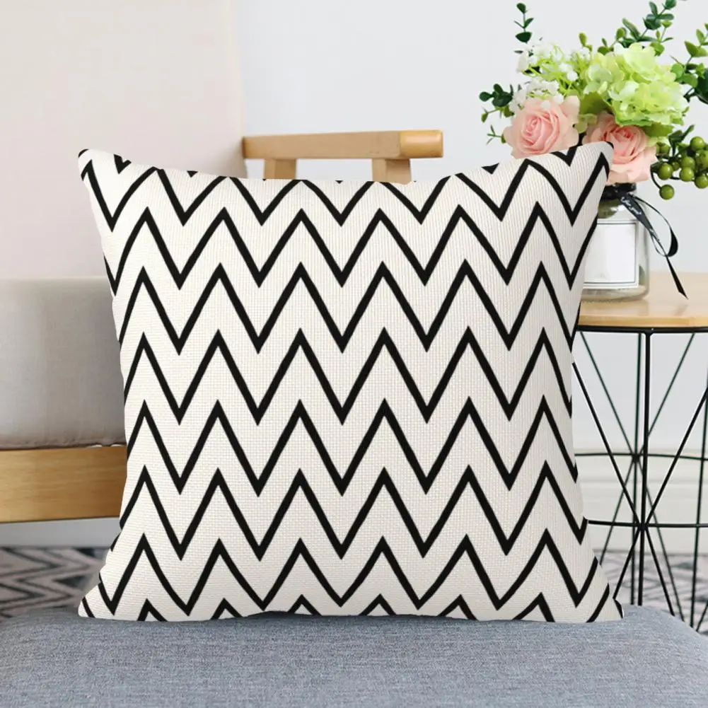 Soft Durable Outdoor Pillow Cover Pillowcase with Two-color Stitching Modern Nordic Style Geometric Pattern Pillowcase for Sofa