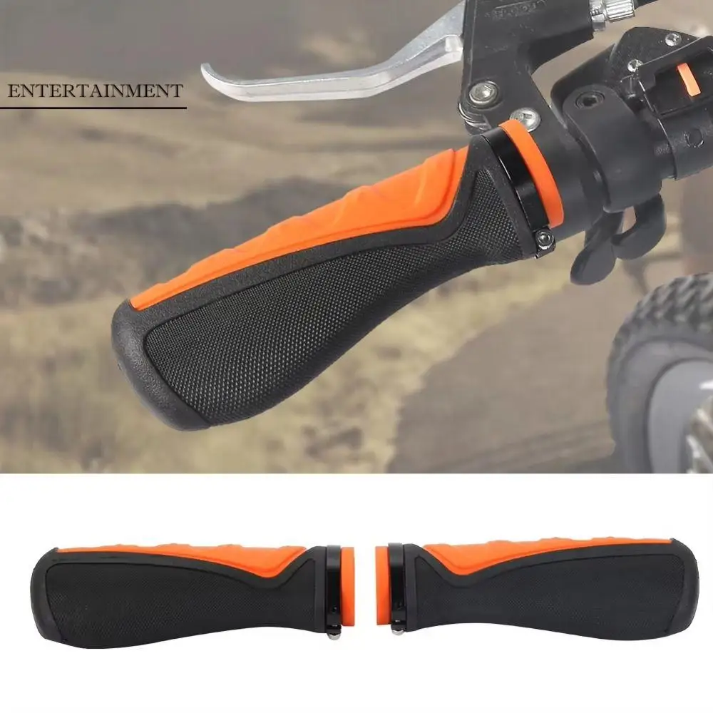 

Anti Slip Cycling Handle Grips Orange Black Soft Rubber Bicycle Handlebar Shockproof Comfortable Electric Scooter Handlebar