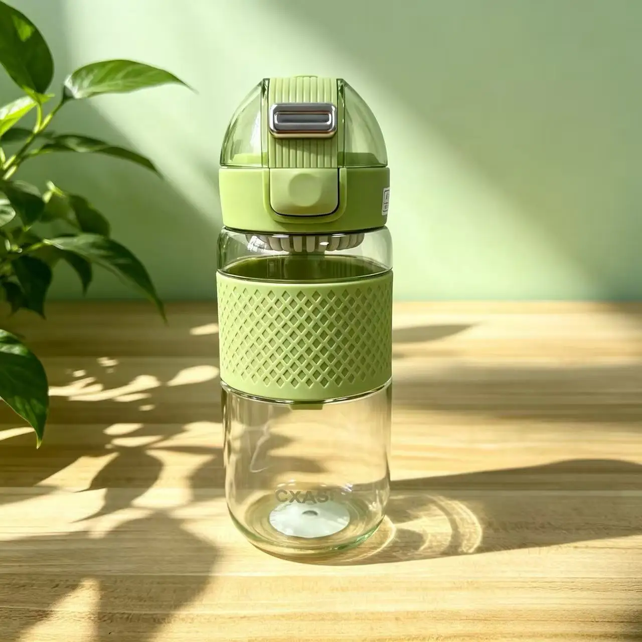 400ml Flip Top Water Bottle, Leakproof Plastic Cup with Tea Infuser, Silicone Lanyard Portable Straight Drink Mug, Gift for Men