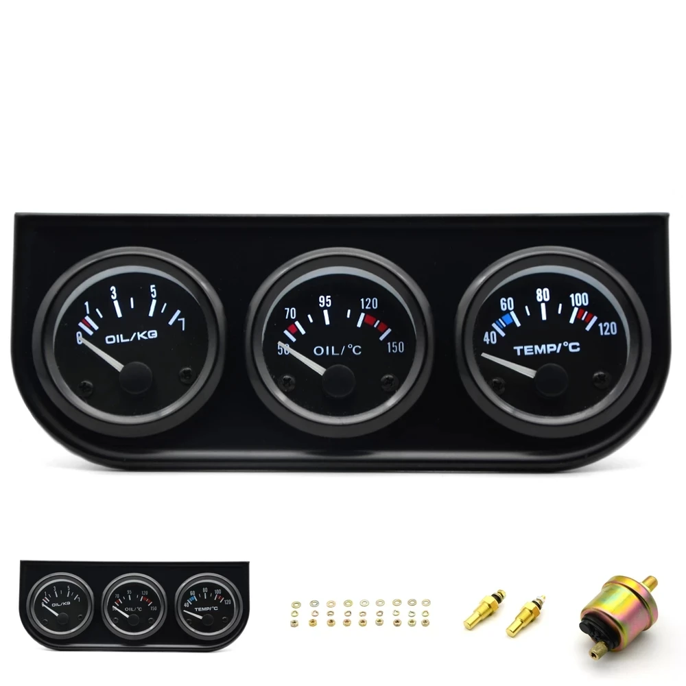 

SuTong 52mm Triple kit Oil Temp Gauge + Voltmeter + Oil Pressure Gauge with Sensor 3in1 Car Meter