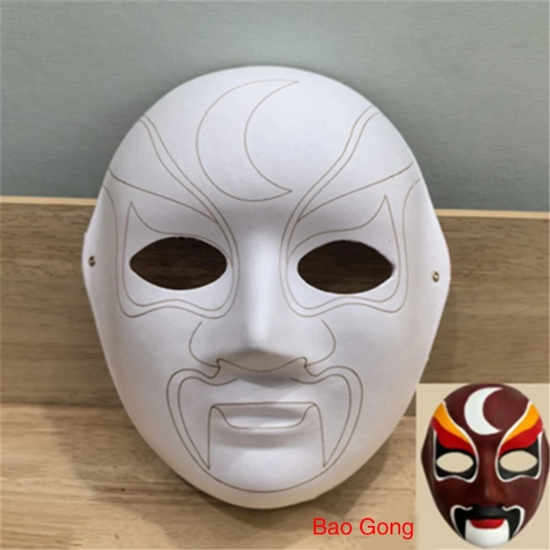 634C Halloweens DIY Blank Masks White Paper Paintable Masks Adult Kid Party Masks