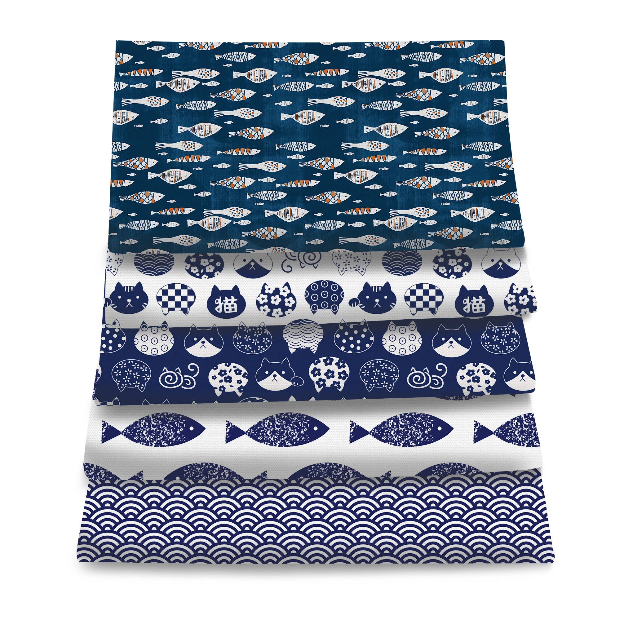 5 قطعة/المجموعة 7.87*7.87 بوصة (20*20 سنتيمتر) منقوشة القط الأسماك طباعة اللحف النسيج حزمة ، البوليستر نسيج القطن DIY الحرف المشاريع #2