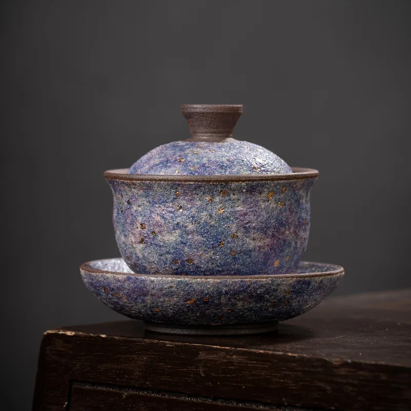 

DSA Home Household Gaiwan Rock Mine Teacup Jingdezhen Gaicup Creative Kung Fu Tea Set Main Tea Bowl Tea Ware