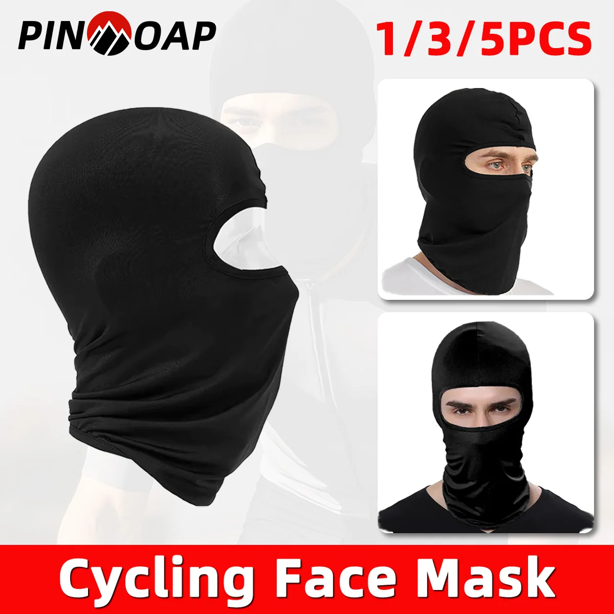 PINMOAP 1/3/5PCS Cycling Windproof Full Face Mask Breathable Elastic Neck Cover For Bicycle Fishing Ski Running Outdoor Sports