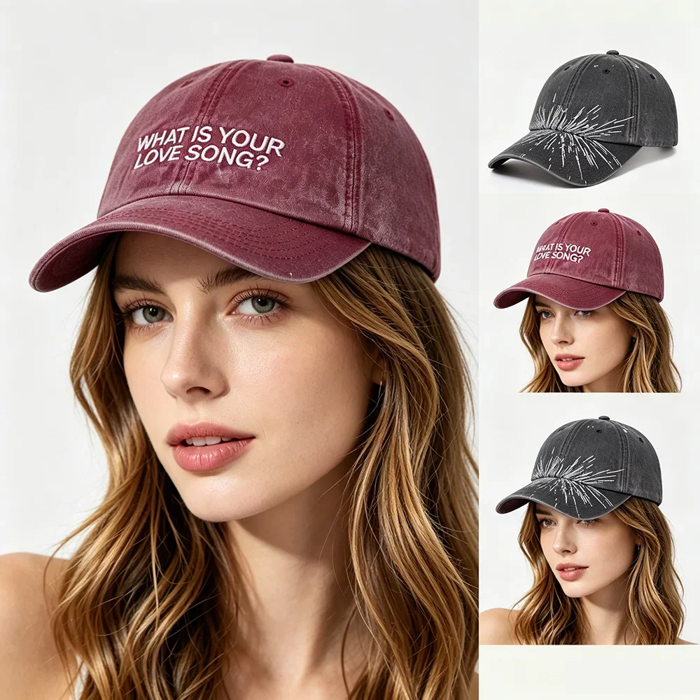 Vintage Washed Cotton Baseball Cap Distressed Printed Soft Top Denim Hat for Men And Women Outdoor Comfortable Unisex Cap