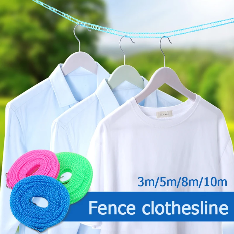 5/8/10M Portable Anti-Skid Windproof Clothesline Fence-Type Clothesline Drying Quilt Rope Clothesline Outdoor Travel Clothesline