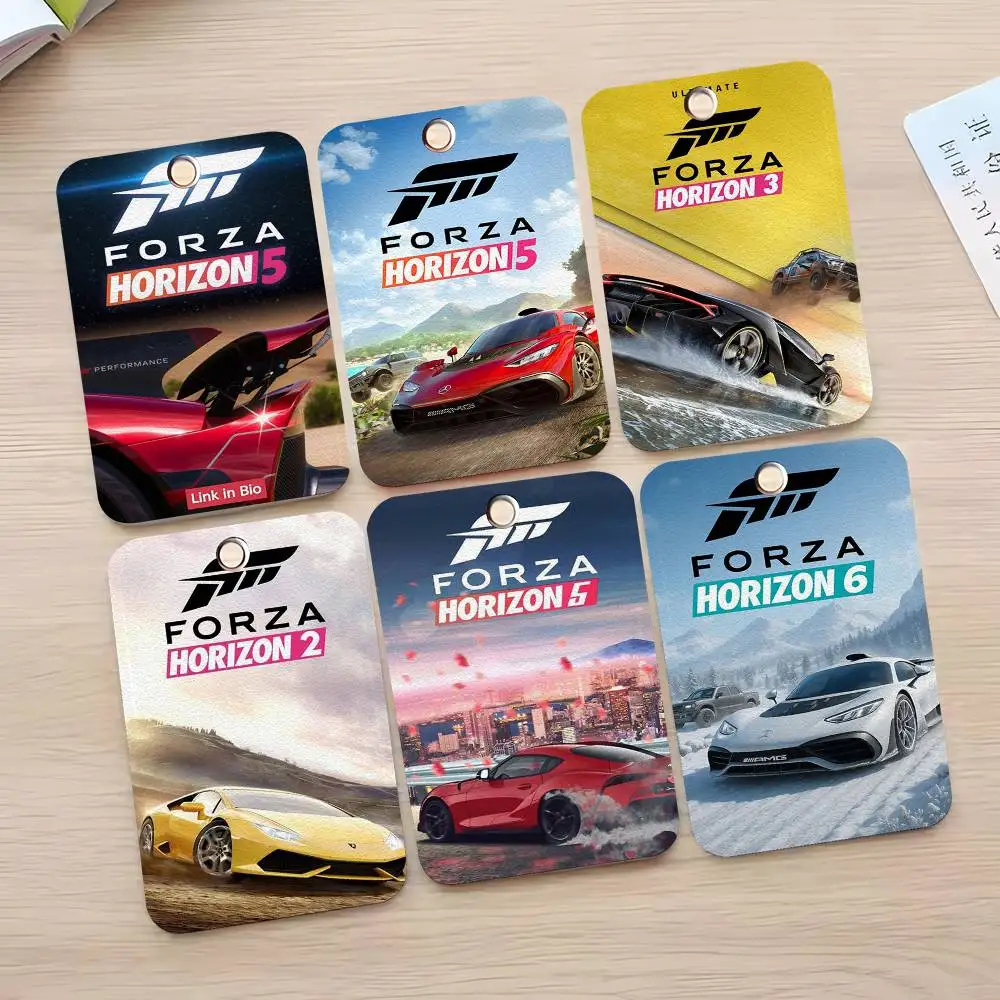 1pc Game F-Forza H-Horizon 5 Card Case Keychain Access Card Bag Key Tag Ring Leather Card Holder Key Ring Access