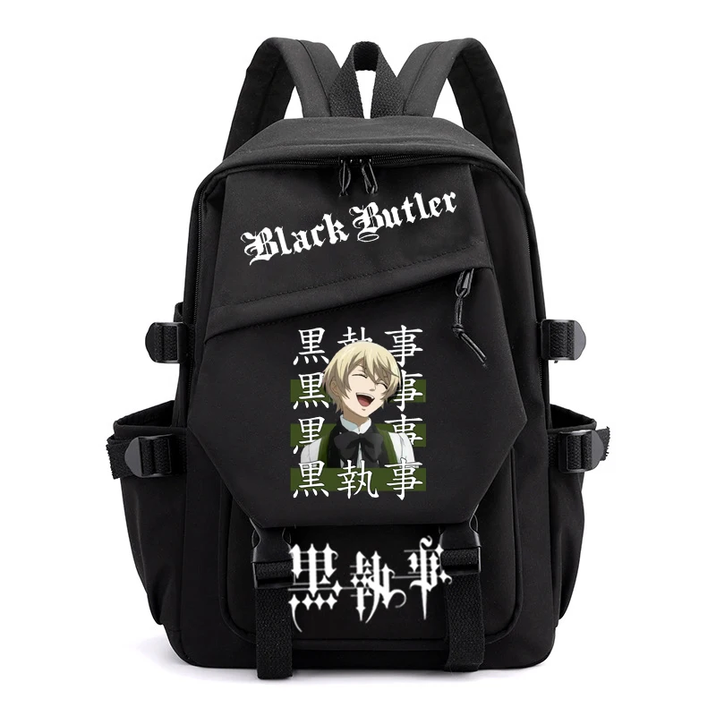 Women's Waterproof School Backpack Black Butler Teen Girls Shoulder Bag Travel School Bag