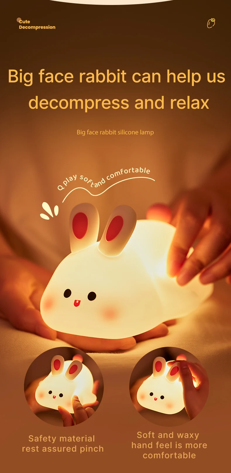 AONYIYI Luce Notturna Per Bambini A Forma Di Maiale – Silicone Alimentare, Ricaricabile USB-C, Dimmerabile, Timer 30' - 4