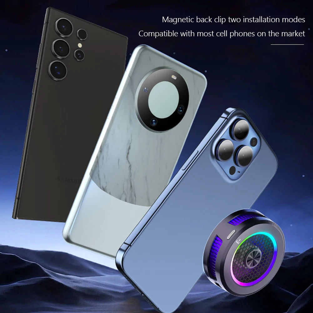 

Магнитный кулер для телефона с RGB-подсветкой и креплением-клипсой, полупроводниковый охлаждающий вентилятор-радиатор для iPad, iPhone, Mac