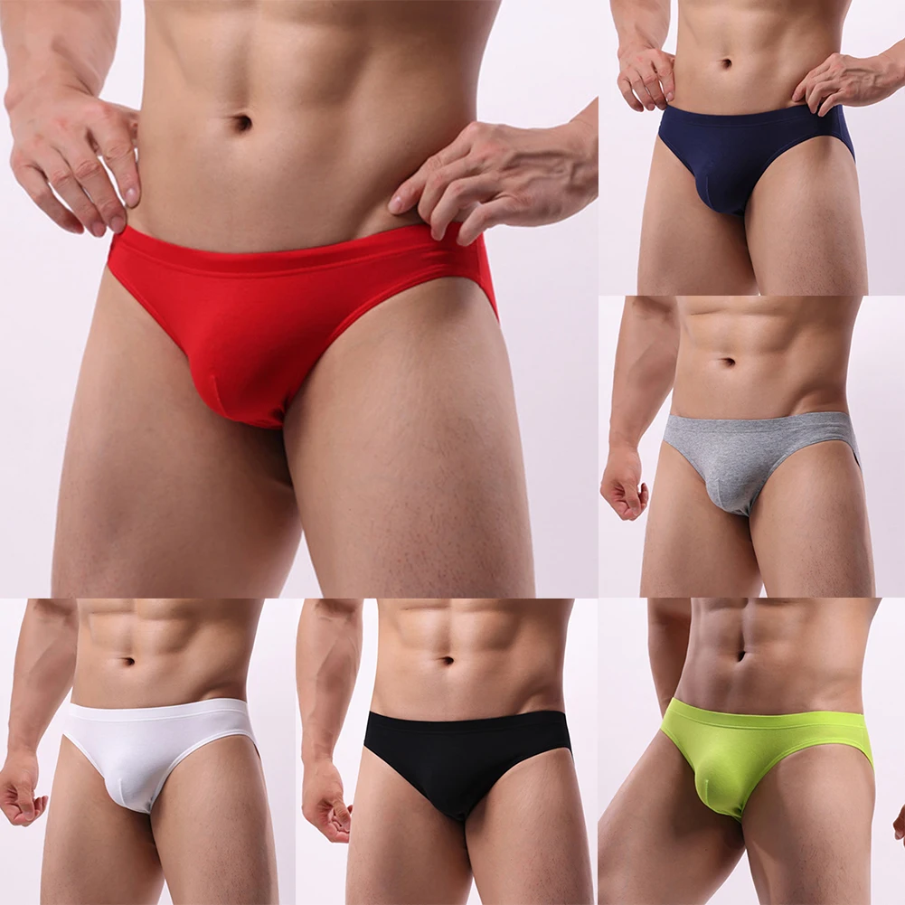 Mens Sexy Lingerie Cotton Underpants Low Waist Peni Bulge Pouch Briefs Underwear Breathable Moisture Knickers