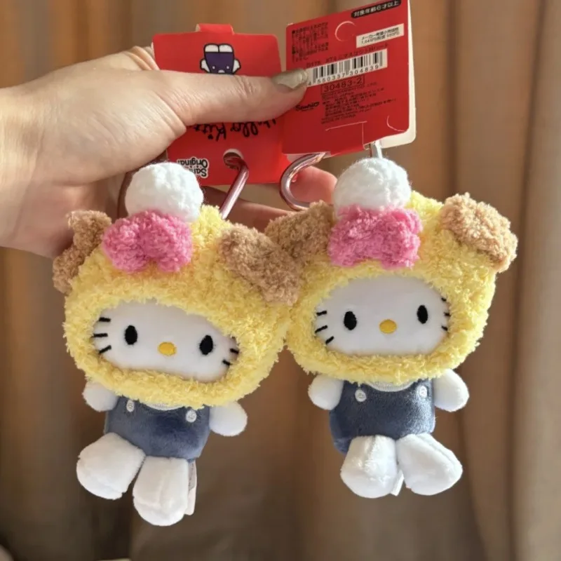 10 cm/3,93 in Hallo Kitty Anime Plüsch Anhänger Cartoon Puppe Rucksack Baumwolle Schlüsselring Zubehör Ornamente Peripheriegeräte Geburtstag Geschenk