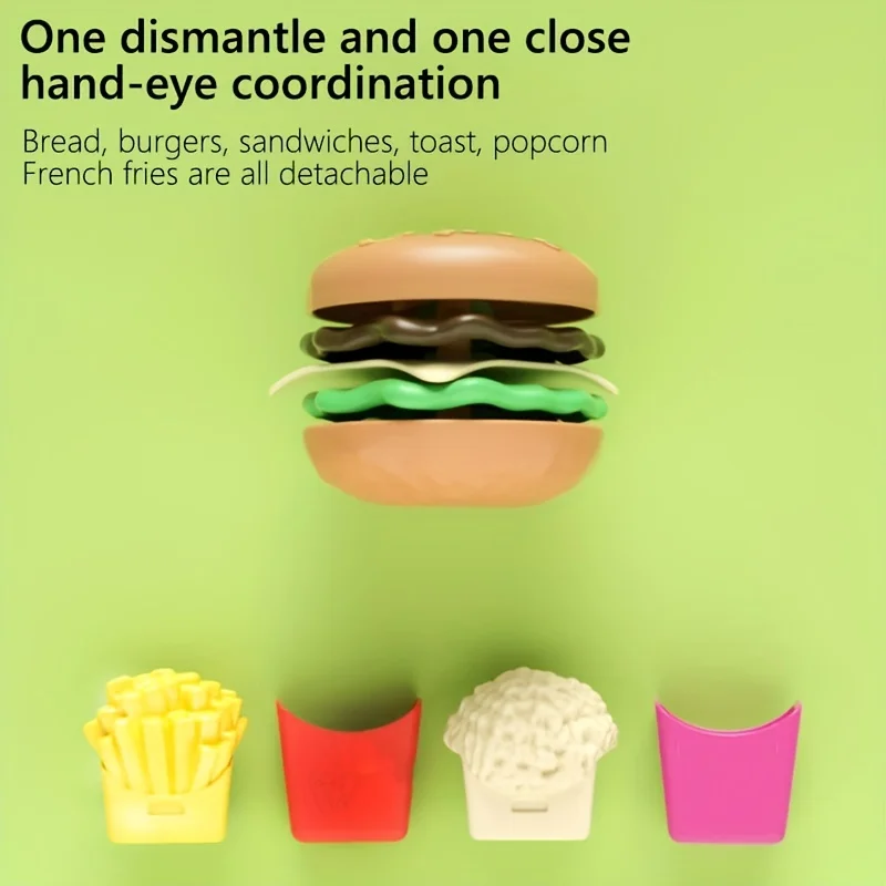 1 ensemble détachable Snack Hamburger en plastique semblant jouet jouer maison ensembles de nourriture pour enfants cuisine jouet cadeau d'anniversaire