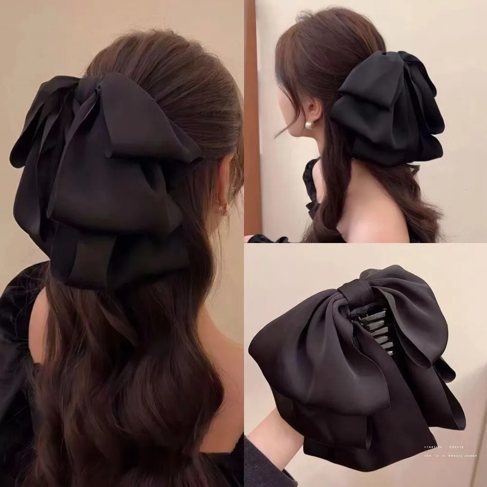 Trendige Koreanische Übergroße Haarspange mit Schleife, Haarklammer für Damen, Hoher Pferdeschwanz, Haarschmuck für Mädchen und Frauen – Detail 5