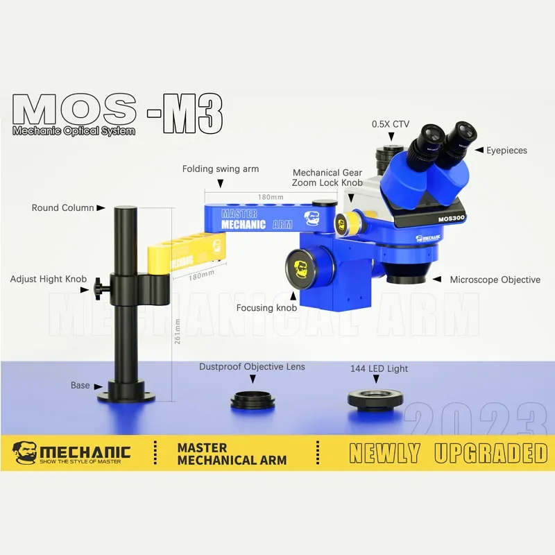 

Mechanic M2 M3 360° Rotation Microscope Swing Arm Aluminum Alloy Bracket Stereo Microscope Fixed Folding Column Bracket