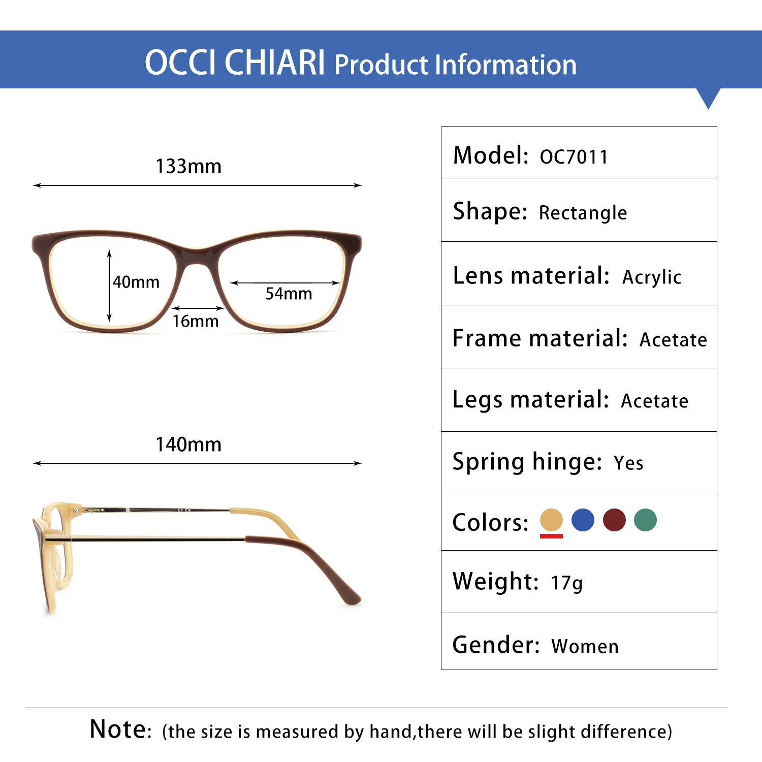 OCCI CHIARI Glasses Frame Women Trend Computer Eyewear Optical Clear Lens Eyeglasses Prescription Spectacles