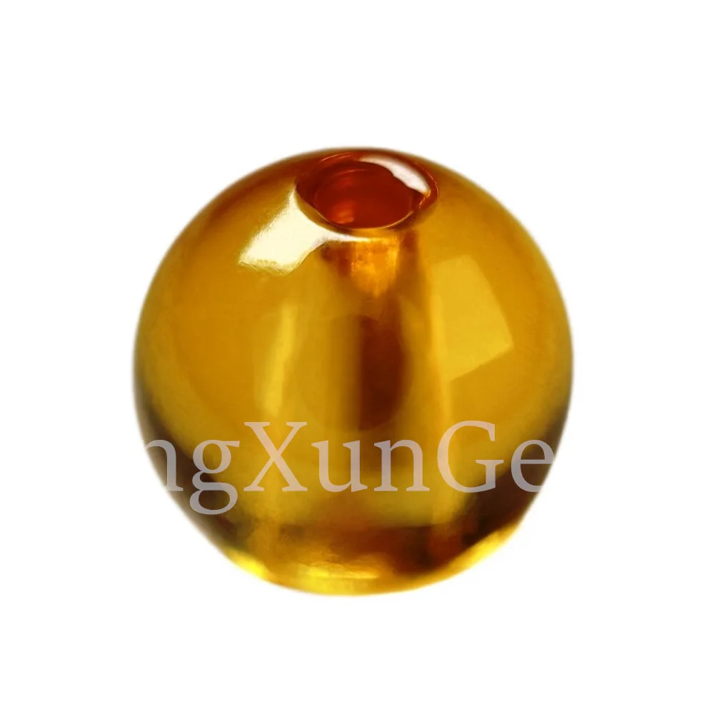 Round Ball Single Hole Spherical Beads Loose CZ Gems Golden Yellow Cubic Zirconia Stone for Jewelry DIY