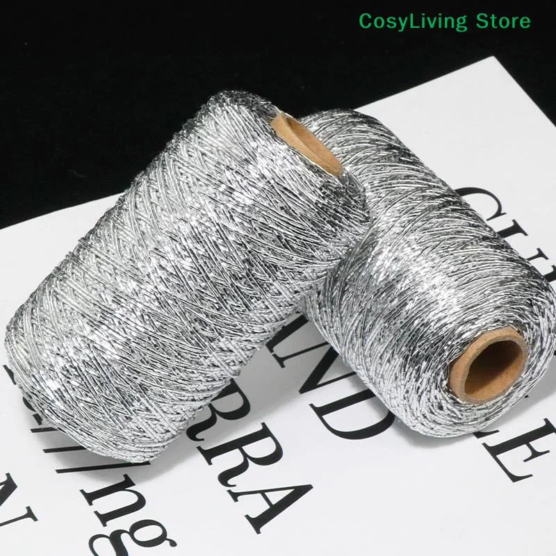 [CL] 200 metros/rollo de hilo de seda plateado brillante, hilo fino para tejer a mano, hilo de coser fino para cárdigan fresco de verano