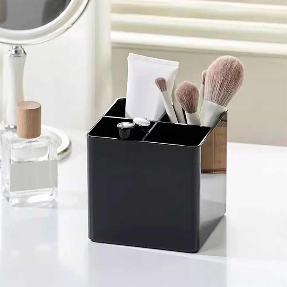 Simple Plastic Makeup Brush Holder Black Pen Holder Desktop Organizer Students