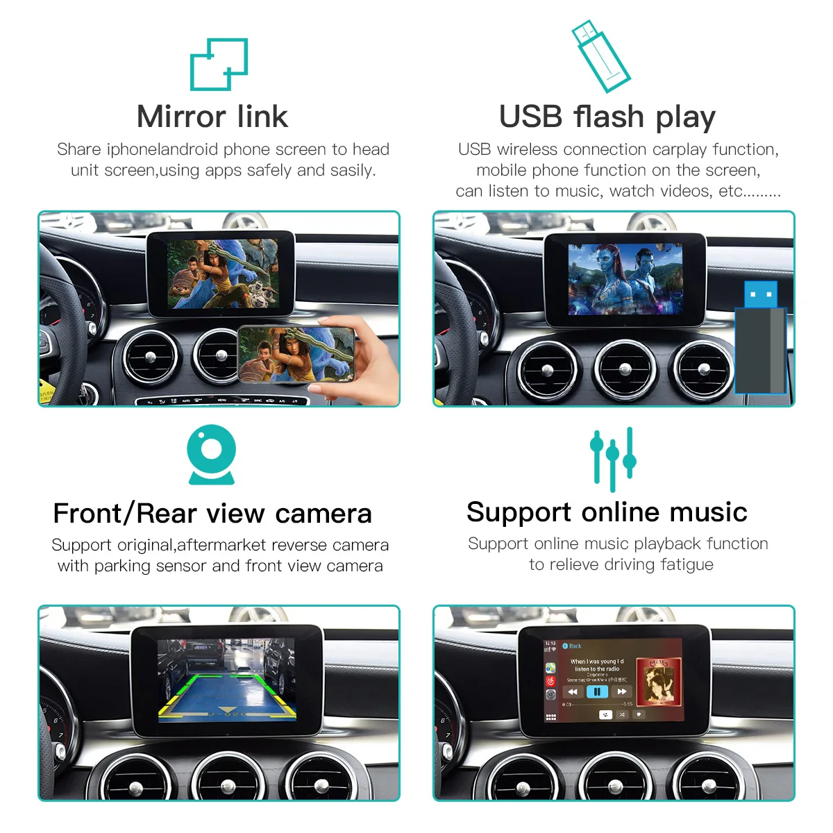 Adattatore wireless Carplay Android Auto per Mercedes Benz NTG4.5/4.7 2011-2014 GLA CLA GLK CLS ABCE Classe Mirror Link AirPlay