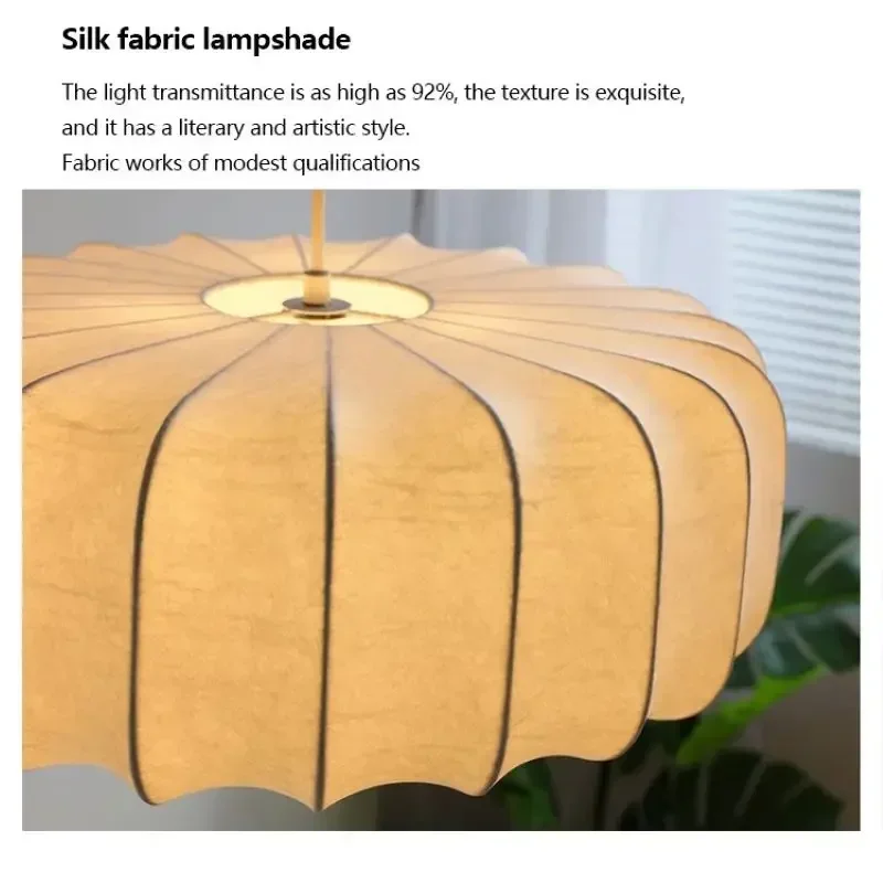 Retro Design Silk LED Pendant Light Suitable for Dining Study Rooms Bedrooms Office Desks Chandelier Decorative Homes Bright