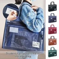 A3 Large Capacity Mesh Art Bag Large 8k Sketch Drawing Album A4 Test Paper Bag Zip Handbag Shoulder Bag Nylon Mesh School
