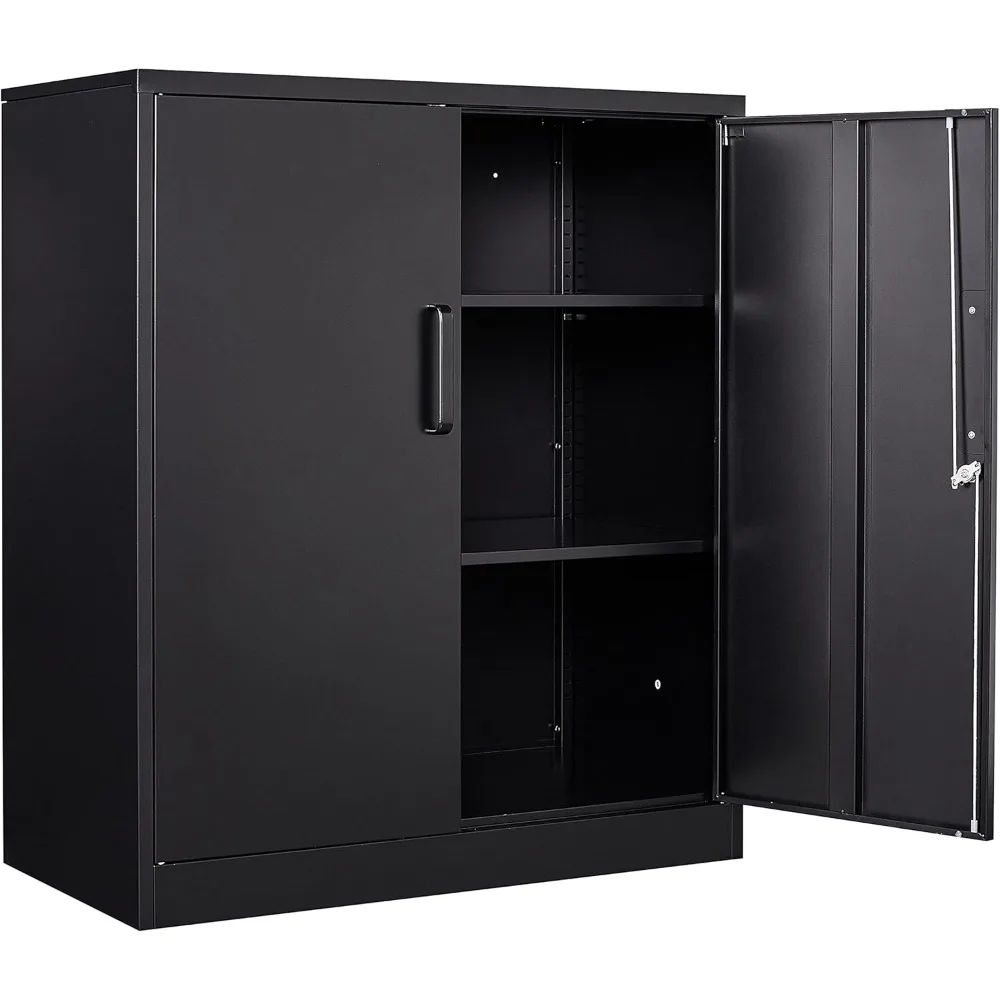 

Metal Garage Storage Cabinet with 2 Doors and 2 Adjustable Shelves - 35.5" Steel Lockable File Counter Cabinet for Home Office,