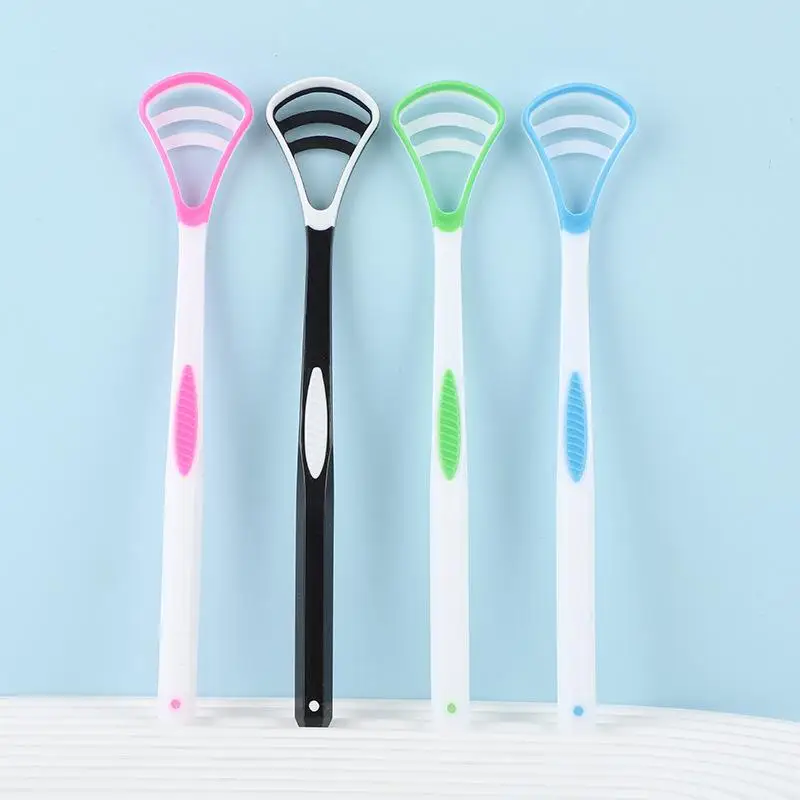 【B】Silicone Tongue Scraper With Ergonomic Handle Double-sided Fresher Breath Tongue Cleaning Brush Oral Hygiene Tool Wholesale