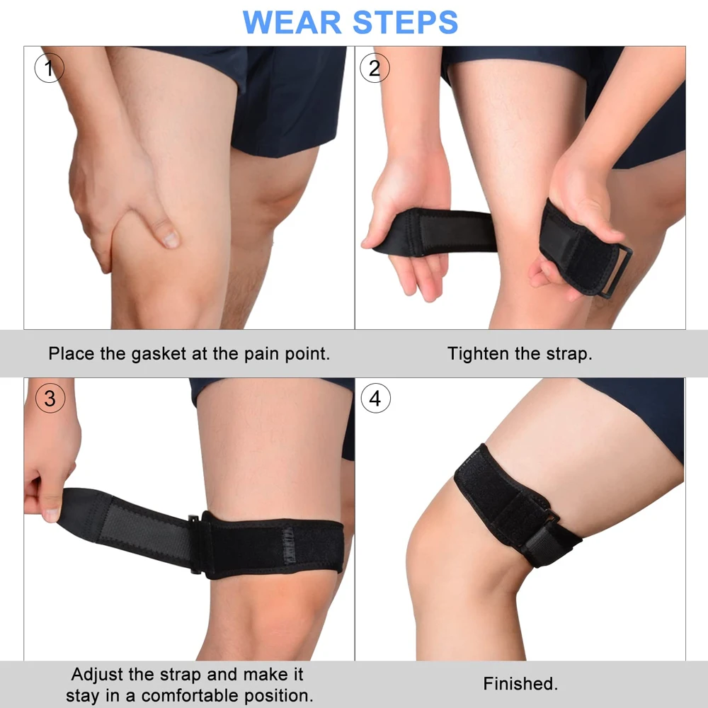 IT Band Strap - Iliotibial Band Syndrome Support & ITBs Knee Brace for Sports - Adjustable Athletic Compression Wraps Stabilizer