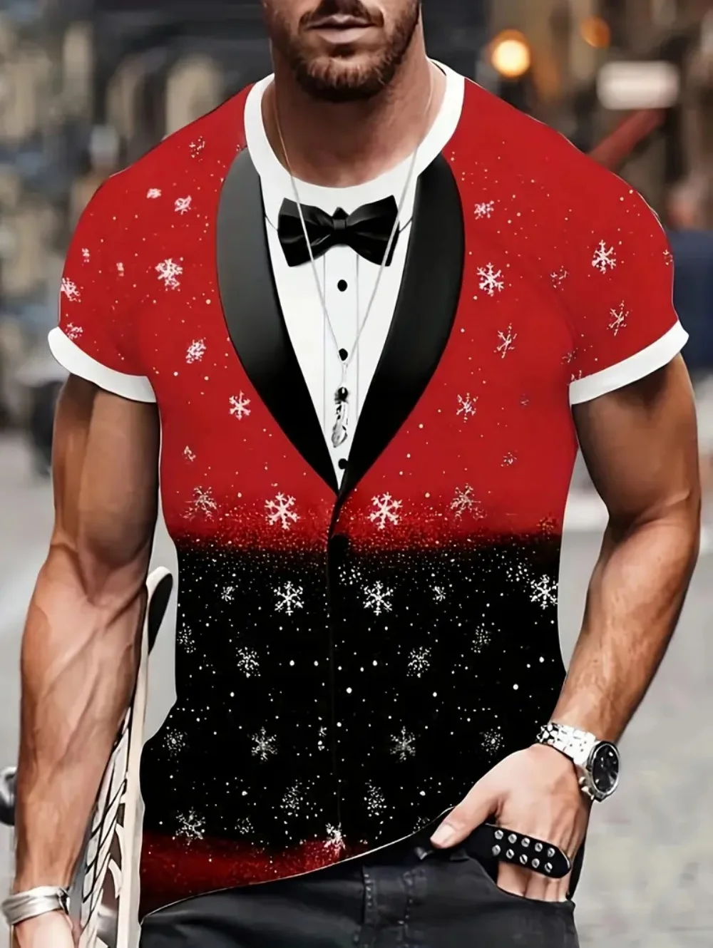 Men's T-Shirts Christmas Funny 3D Print Summer Casual Y2k Short Sleeve Tops Round Neck Pullove Tops Holiday Loose Men's Clothing image 3
