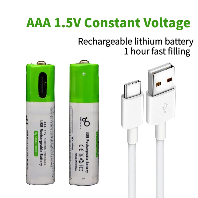 1.5V 550mWh AAA Mirco Batteria ricaricabile Giocattoli Telecomando Al litio Pilha USB Recarregavel аккумулятор