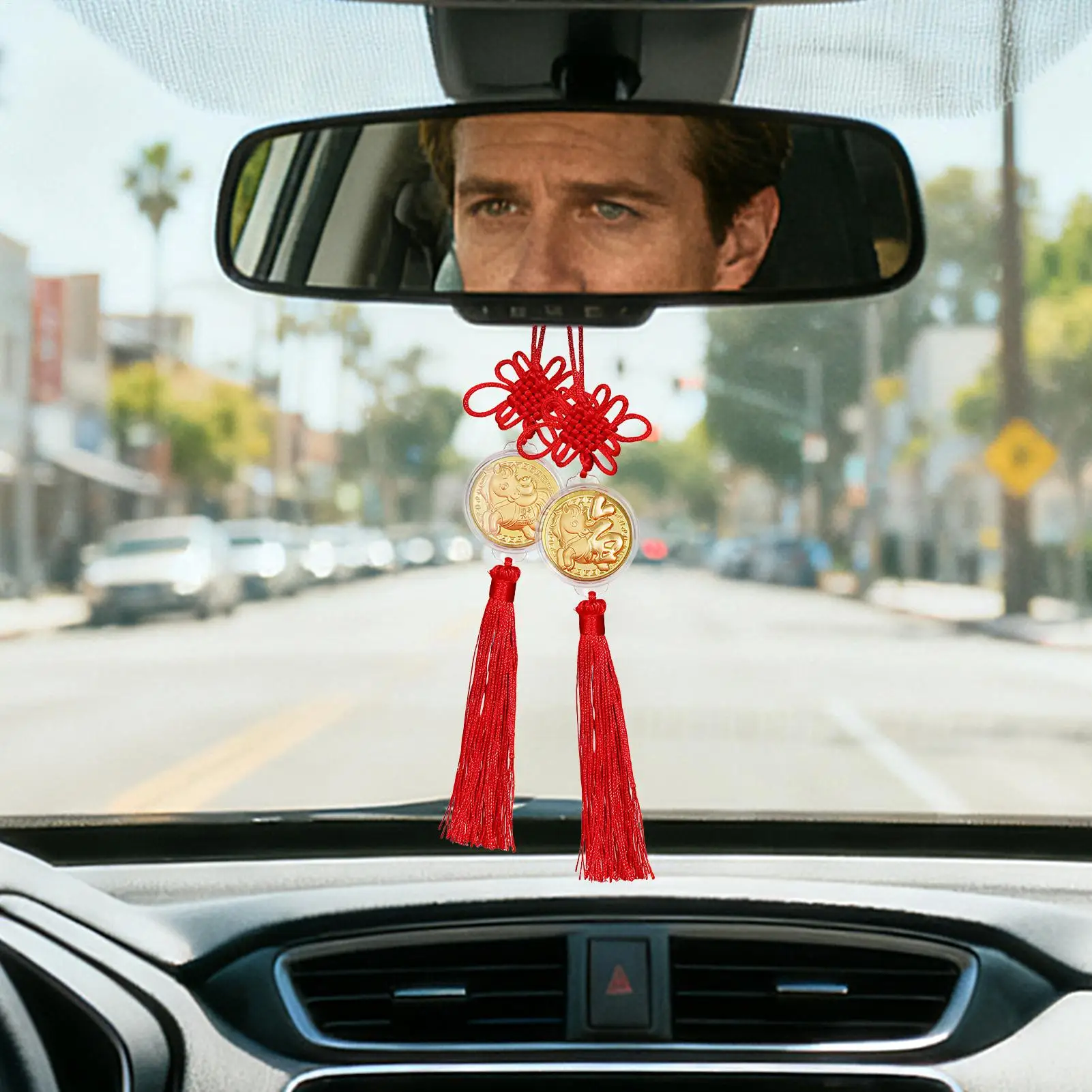 Year Of The Horse Car Pendant 10 Pieces Gold Portable Charm With Tassel And Knot Chinese New Year Horse Decorations For Cars